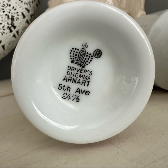 Vintage Royal Arnart 5th Avenue Pedestal Coffee Cups Mugs Ceramic Car Humor MCM - Picture 7 of 8